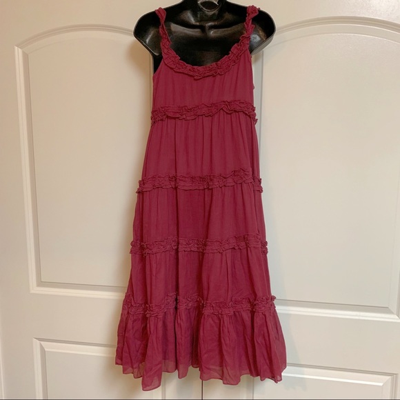 Anthropologie Dresses & Skirts - Anthro Odille Purple Magenta Ruffle Tank Dress 6
